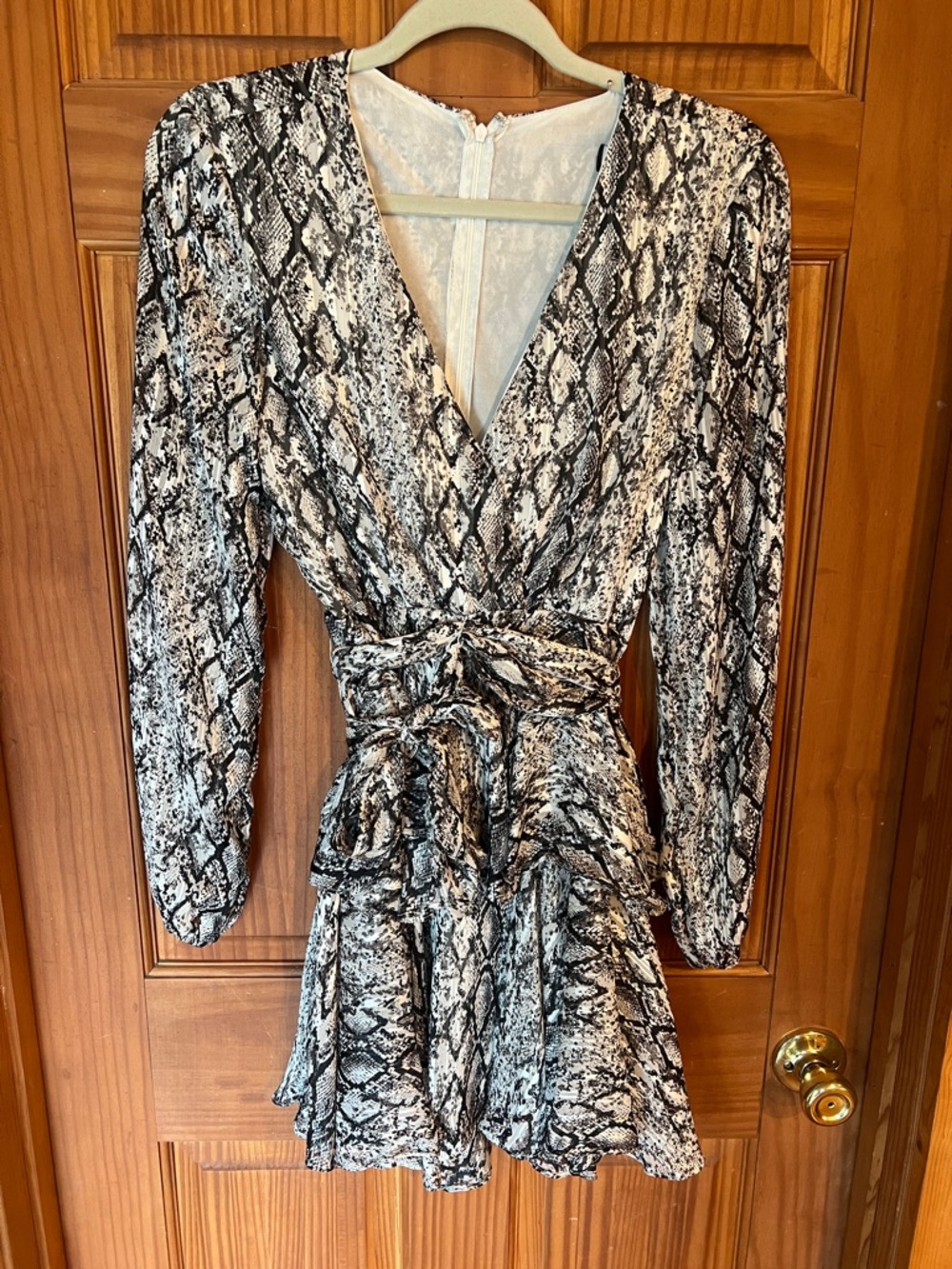 DO+BE Black & White Snake Print Wrap Mini Dress Size S